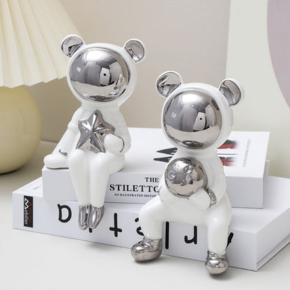 Creative Astronaut Space Bear Light Luxury Ornament (2 pcs)