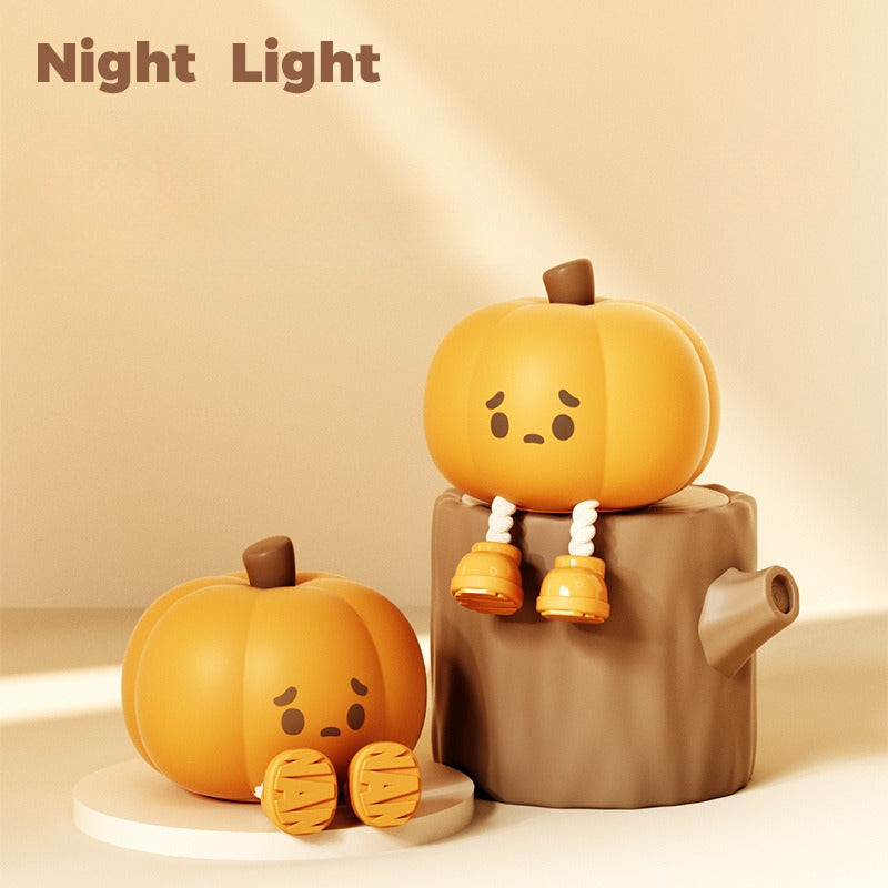 Tap-Control Pumpkin Night Light – Soft Silicone, Adjustable Brightness, Sleep Timer, and Long Battery Life