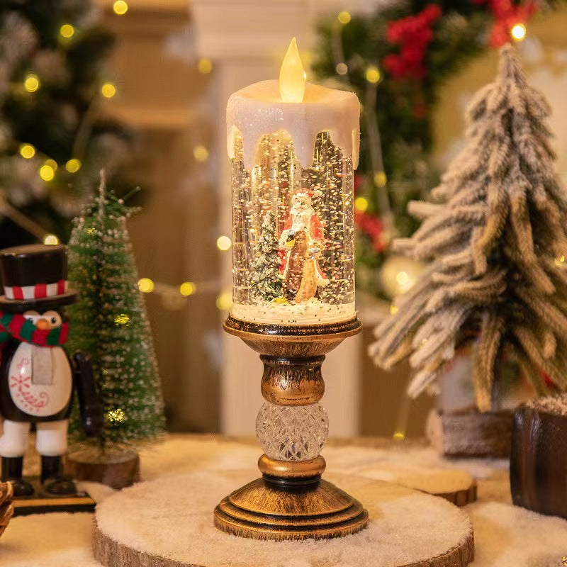 Christmas Candle Night Light Ornament — Glowing Snow Effect, 8 Holiday Songs, Perfect for Festive Decor & Gifts!