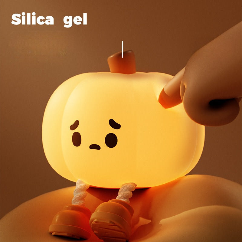 Tap-Control Pumpkin Night Light – Soft Silicone, Adjustable Brightness, Sleep Timer, and Long Battery Life