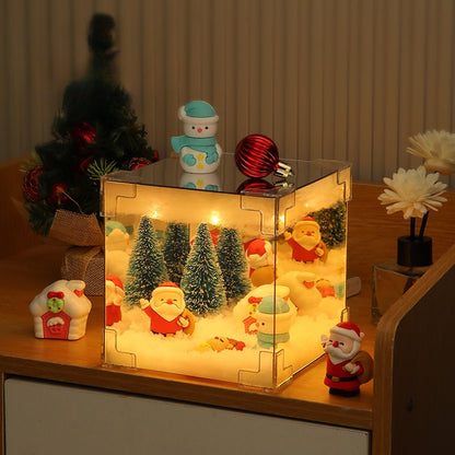 DIY Christmas Cube Night Light – 3D holiday scene, USB charging, soft eye-friendly glow!