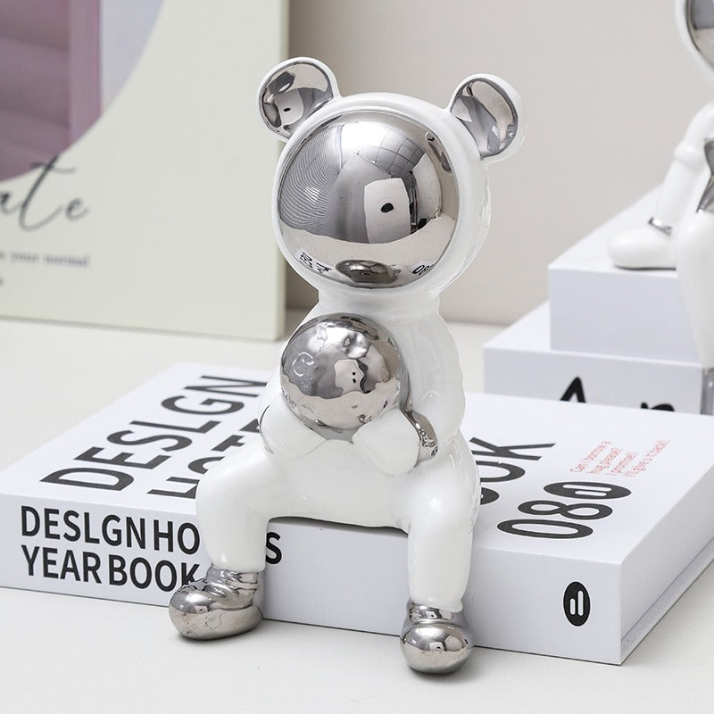 Creative Astronaut Space Bear Light Luxury Ornament (2 pcs)