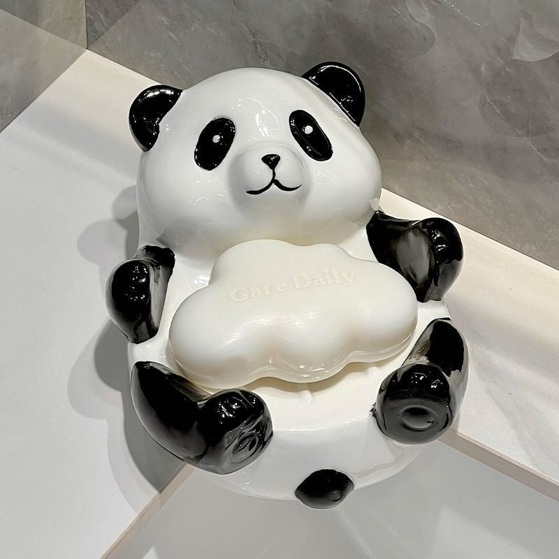 Panda Ceramic Bathroom Soap Box Lotion Bottle