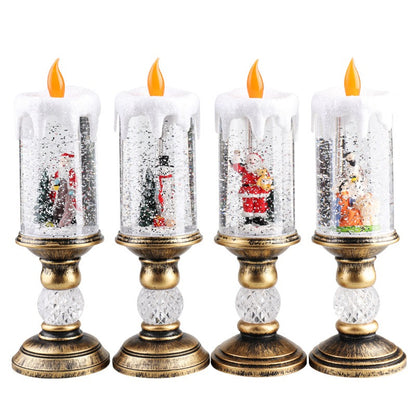 Christmas Candle Night Light Ornament — Glowing Snow Effect, 8 Holiday Songs, Perfect for Festive Decor & Gifts!