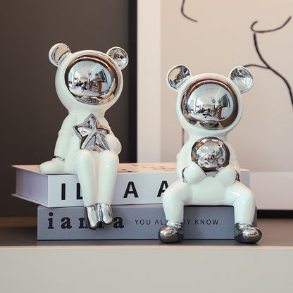 Creative Astronaut Space Bear Light Luxury Ornament (2 pcs)