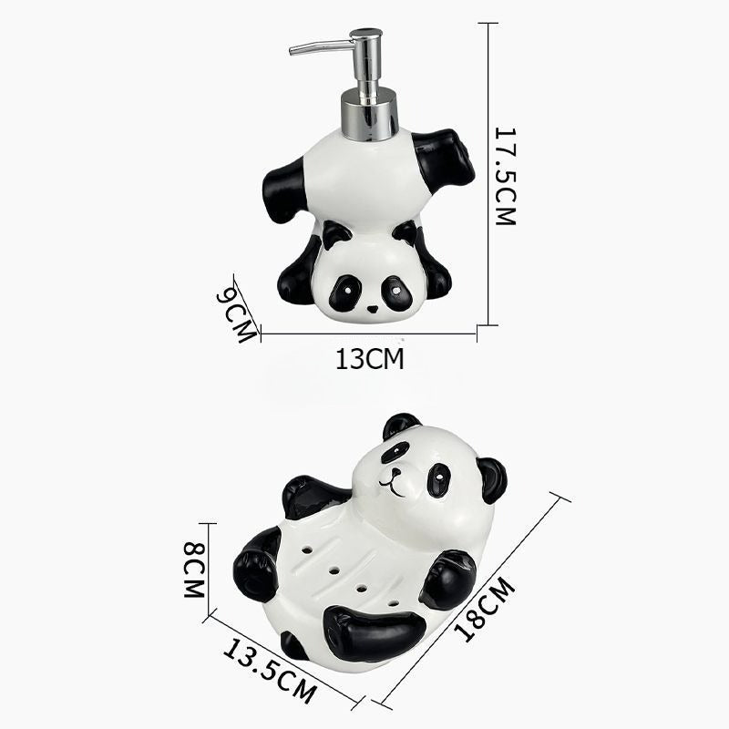 Panda Ceramic Bathroom Soap Box Lotion Bottle