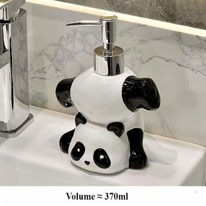 Panda Ceramic Bathroom Soap Box Lotion Bottle