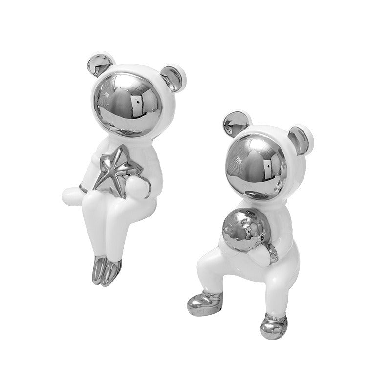 Creative Astronaut Space Bear Light Luxury Ornament (2 pcs)