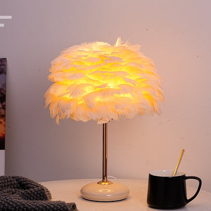 White Swan Scandinavian Simple Feather Lamp ------ Real goose feathers, three kinds of light, brightness automatic adjustment