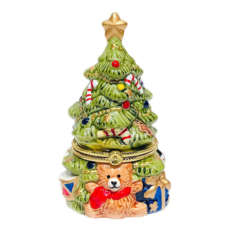 Christmas Tree Candle Ornament – Multiple Colors, Cute Bear Design, High-Quality Ceramic, Natural Forest Scent