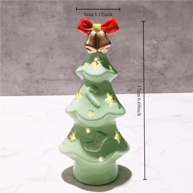 Ceramic Christmas Tree Night Light — Starry Glow Projection, Premium Ceramic Material,Perfect for Holiday Decor & Gifts