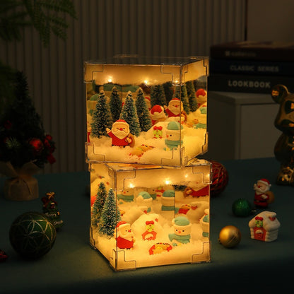 DIY Christmas Cube Night Light – 3D holiday scene, USB charging, soft eye-friendly glow!