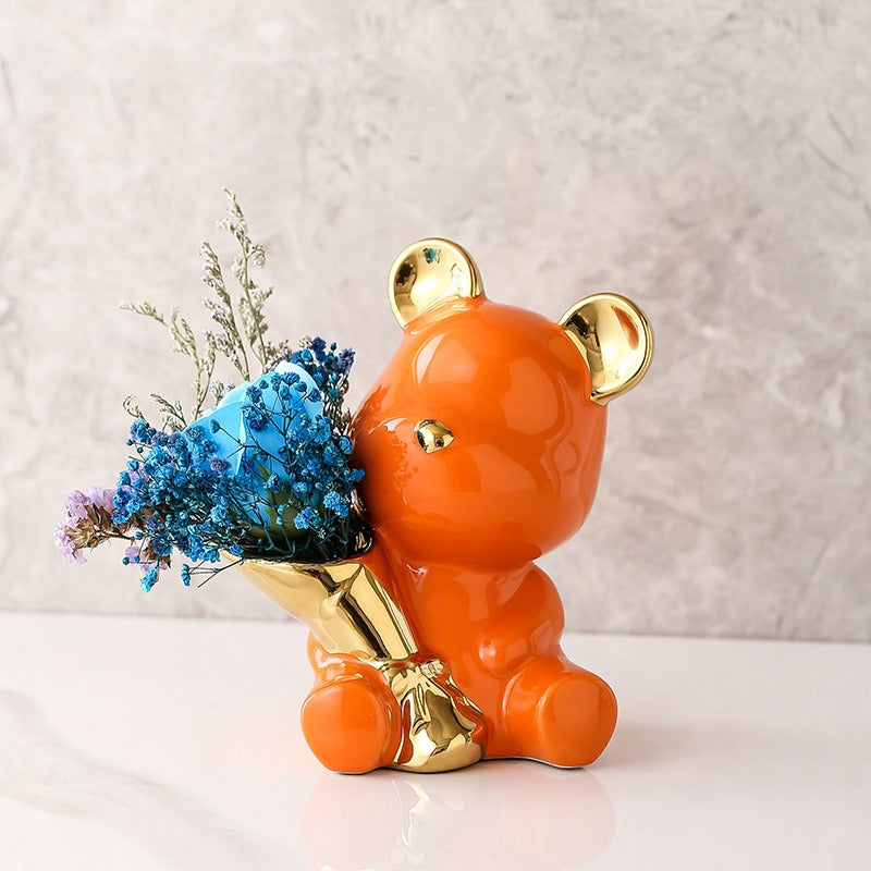 Flowering Violent Bear Ceramic Entryway Living Room Craft Ornament